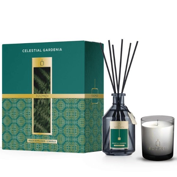 ROOMOI Hjemmeduft 200ml + 160g Stearinlys CELESTIAN GARDENIA
