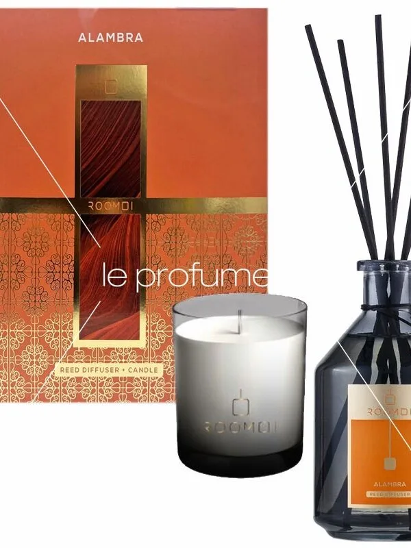 Beste Hudpleieprodukter og Hårprodukter 8 ROOMOI Hjemmeduft 200ml + 160g Stearinlys ALAMBRA